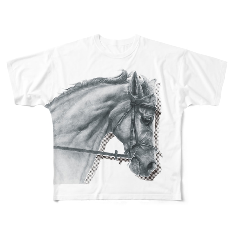 サラブレッドの横顔1 グレー 馬の絵の画家 斉藤いつみ Cafevalse のフルグラフィックtシャツ通販 Suzuri スズリ