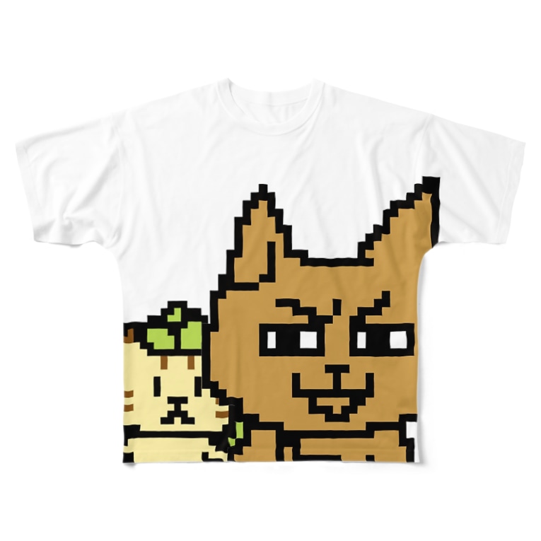 ドット絵ネコ こげ茶とトラ猫 Soys Studio Soysstudio のフルグラフィックtシャツ通販 Suzuri スズリ