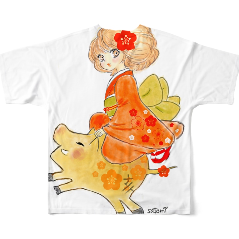 猪突猛進 Full Graphic T Shirts By Suzuki Satomi イラストショップ Lingmucongmei5 Suzuri