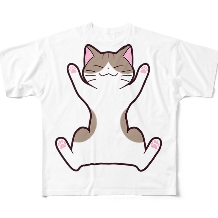 へそ天ねこ キジ白 かわいいもののおみせ いそぎんちゃく Isoginchaku2go のフルグラフィックtシャツ通販 Suzuri スズリ