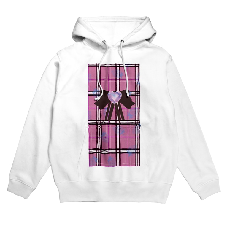 ピンクチェック柄 いちご リボン 地雷系 Hoodies By つつq Usagiuoxouchan Suzuri ピンクチェック柄 いちご リボン 地雷系 Hoodies By つつq Usagiuoxouchan Suzuri