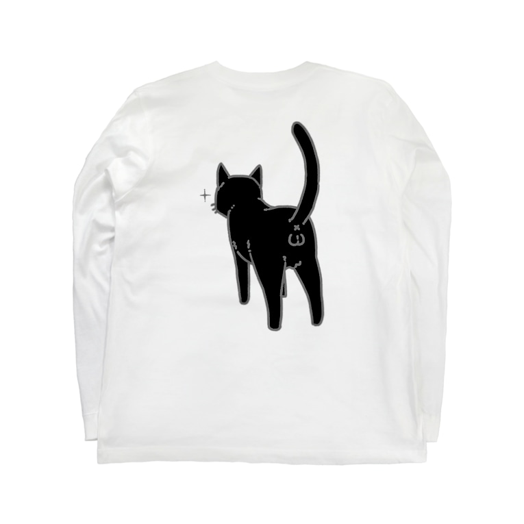 ねこけつw 黒猫 背面 Riotoのロングスリーブtシャツ通販 Suzuri スズリ