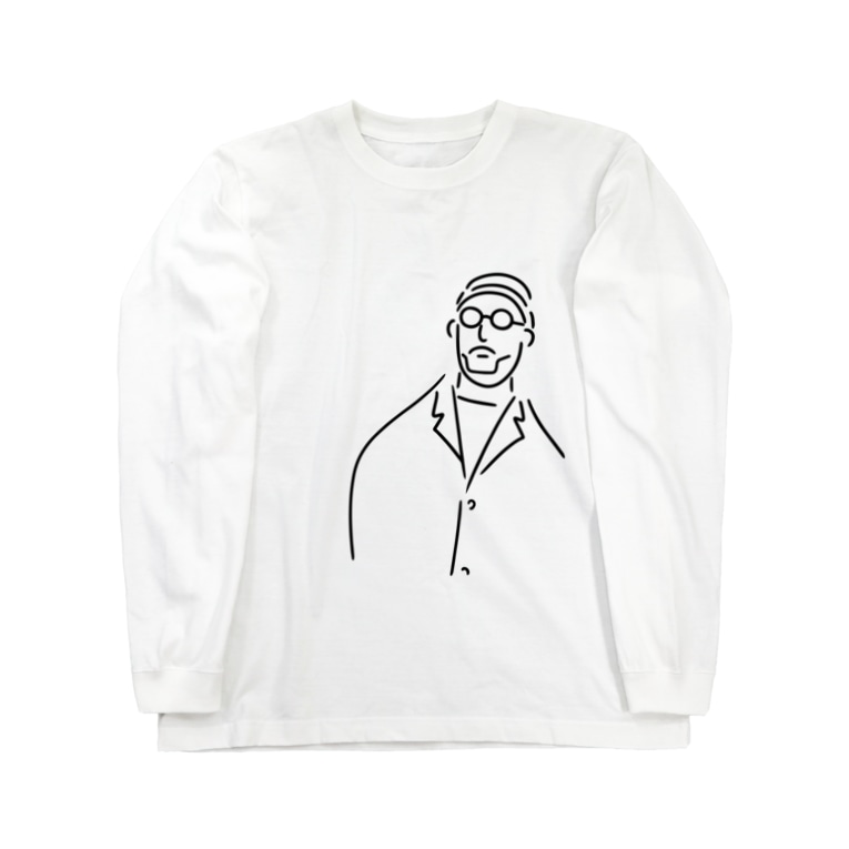 丸メガネおじさん イラスト Long Sleeve T Shirts By Aliviosta Suzuri