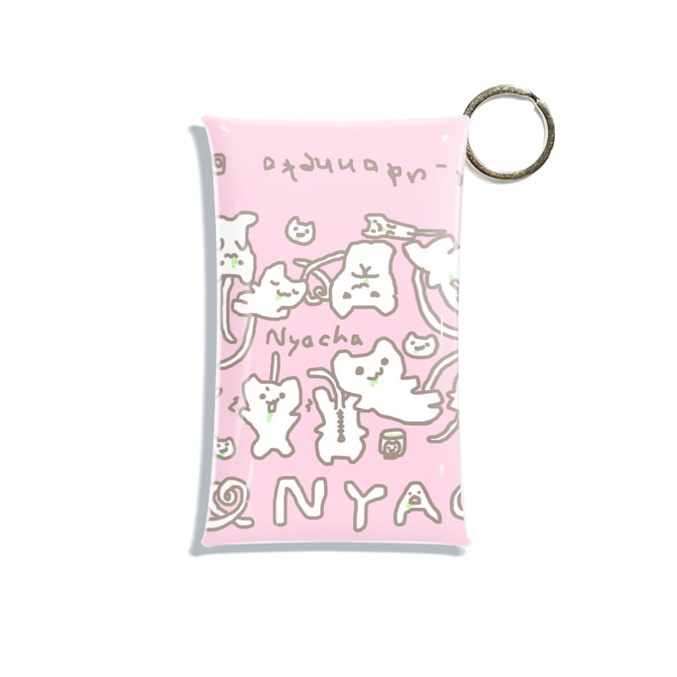 にゃーちゃのヘッダー ピンク Mini Clear Multipurpose Case By Boocha Amp Nyacha Boocha380 Suzuri