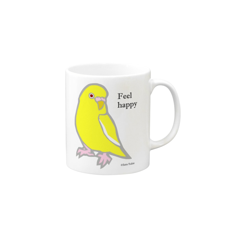 ハッピーインコ セキセイルチノー Mugs By サトウユキエ Kobin Suzuri