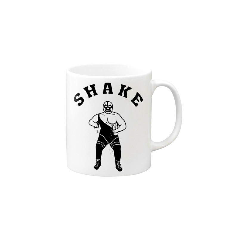 Shake マスクマン プロレスラー イラストアーチロゴ Mugs By Aliviosta Suzuri