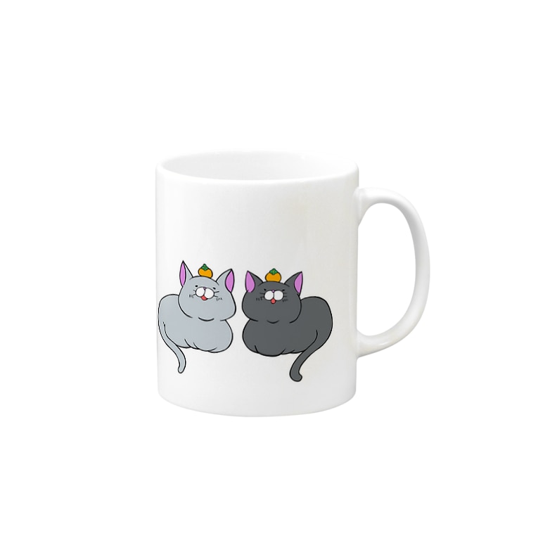 置き猫 グレーと黒猫 小倉猫茶家 ねこ神様の副業ショップ Nekocyaya のマグカップ通販 Suzuri スズリ