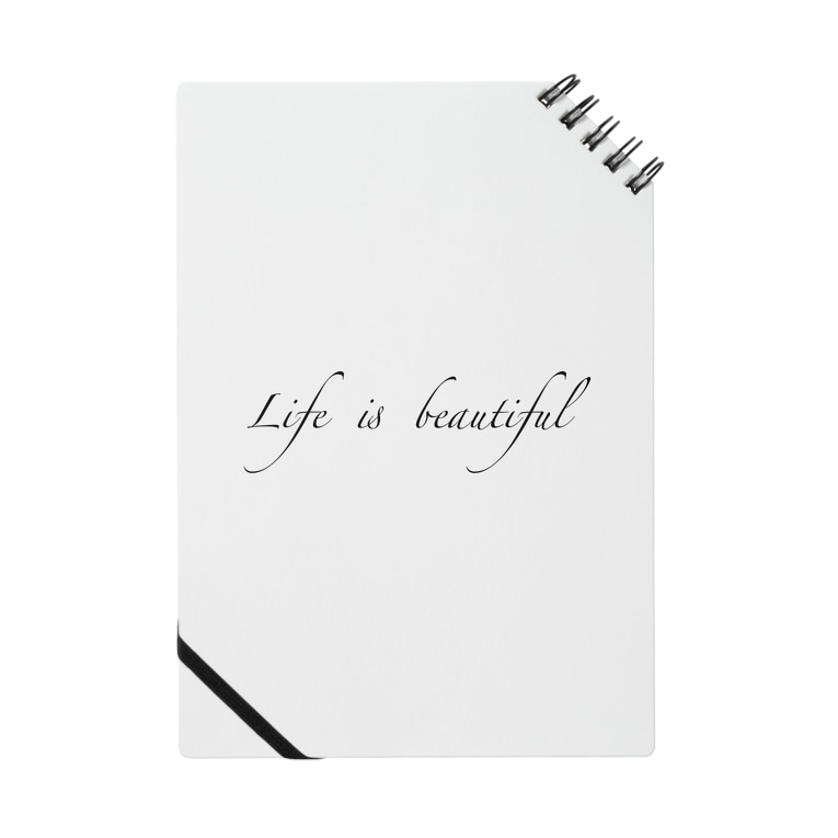 Life Is Beautiful ロゴ 黒 筆記体 Notebook By Misora Suzuri