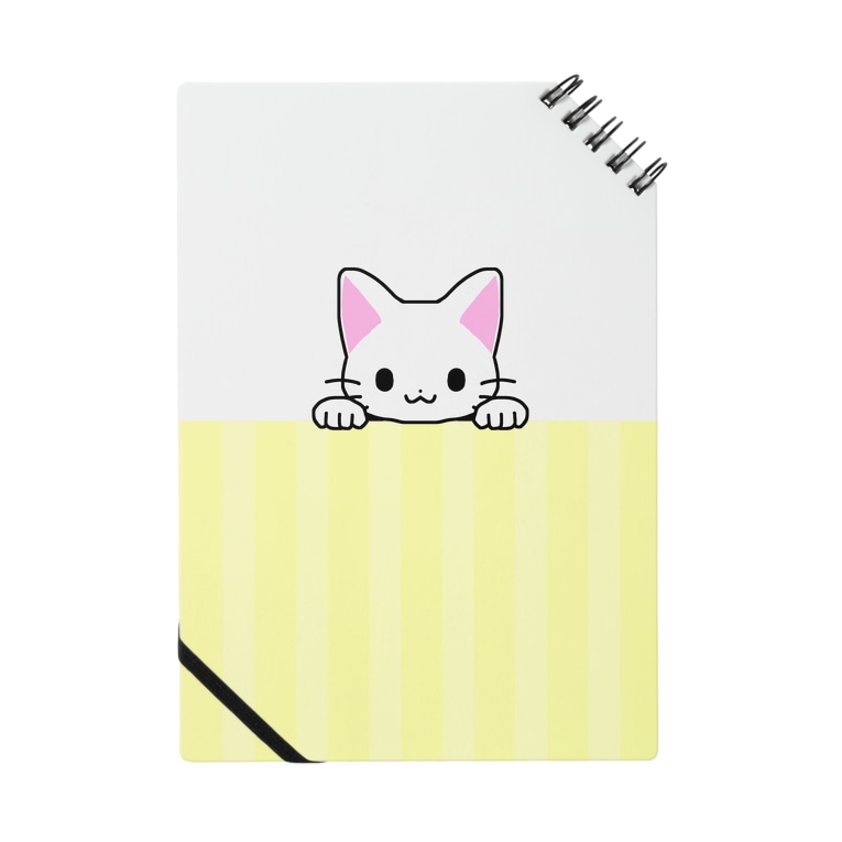 ひょっこり白猫 黄色ストライプ かわいいもののおみせ いそぎんちゃく Isoginchaku2go のノート通販 Suzuri スズリ ひょっこり白猫 黄色ストライプ かわいいもののおみせ いそぎんちゃく Isoginchaku2go のノート通販 Suzuri スズリ
