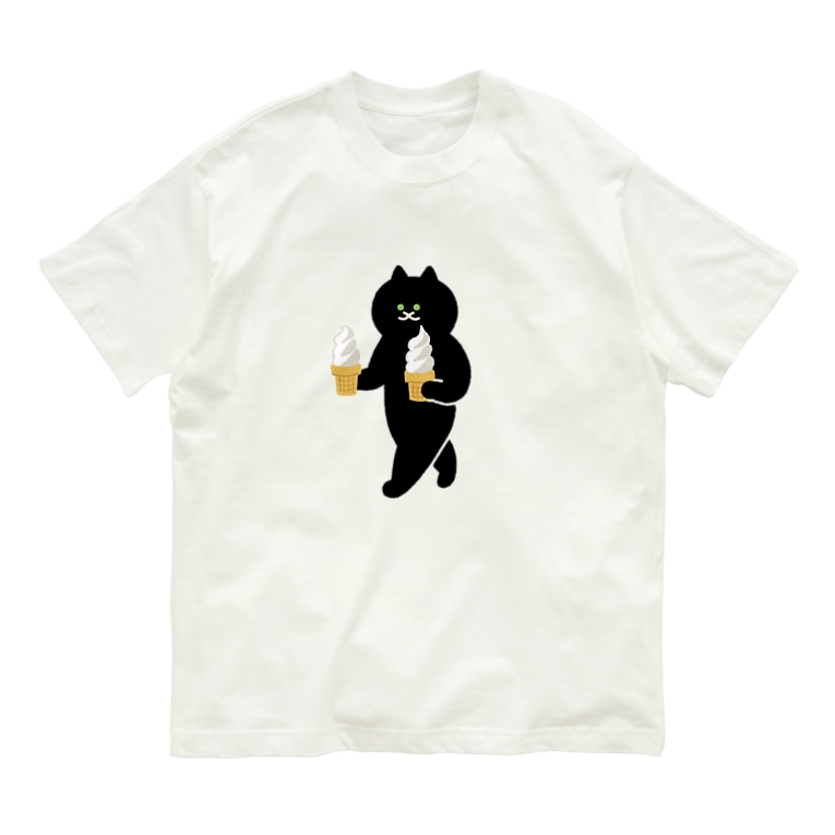 大 ソフトクリームを急ぎめに運ぶ猫 Organic Cotton T Shirts By Suiminグッズのお店 Suimin Goods Suzuri