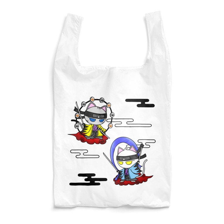 にゃーにゃー組 風神雷神にゃ Reusable Bag By にゃーにゃー組 Lineスタンプ 絵文字販売中 Asagim 22 Suzuri