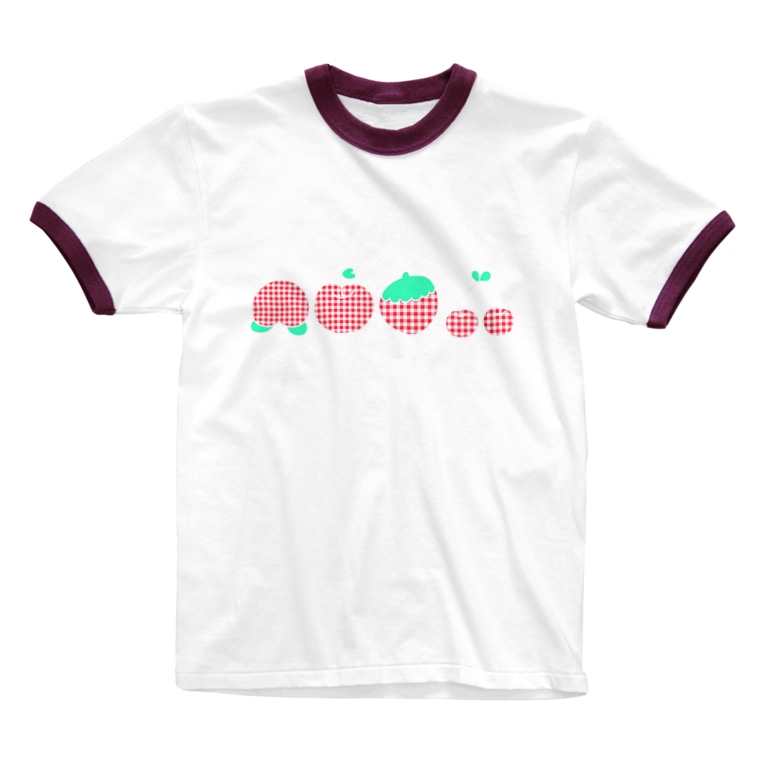 ギンガムチェックのフルーツ ちくわぱん Chikuwapan のリンガーtシャツ通販 Suzuri スズリ ギンガムチェックのフルーツ ちくわぱん Chikuwapan のリンガーtシャツ通販 Suzuri スズリ
