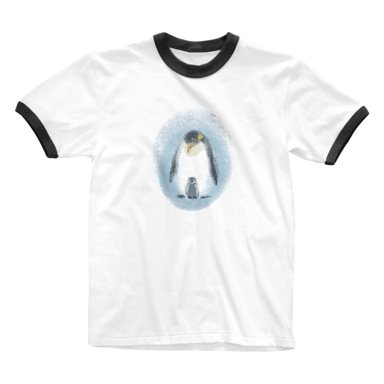 いきものイラスト 皇帝ペンギンの親子 Ringer T Shirts By Akane Art 茜音工房 Akane Art Suzuri