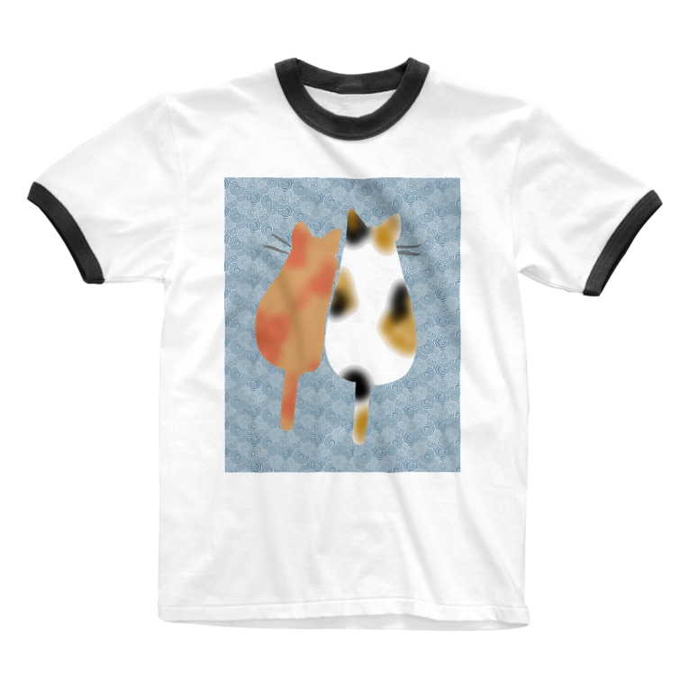 仲良し猫 和柄枠なし ａ ｚ ｗｏｒｋｓ Sakasickattez のリンガーtシャツ通販 Suzuri スズリ