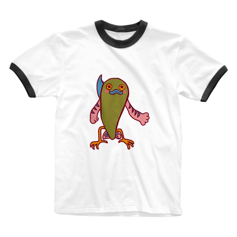 のっぴきならない 魚介類くん Ringer T Shirts By のっぴきならない ラインスタンプ発売中 Nya Nya Train Suzuri