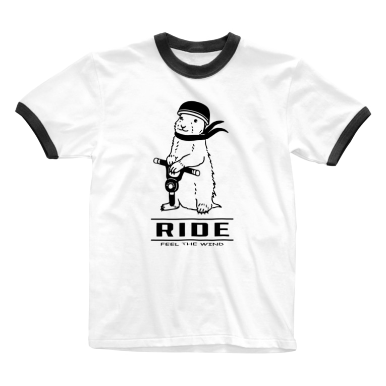 Ride Feel The Wind 動物イラスト アメカジ バイク Aliviostaのリンガーtシャツ通販 Suzuri スズリ