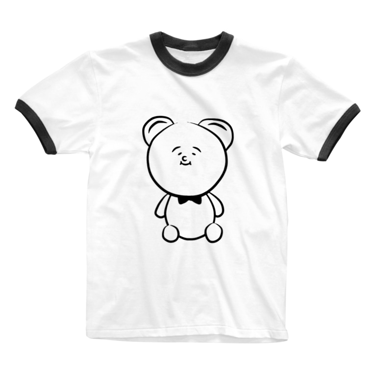 ゆるいくまさん モノクロ ゆるいおもち屋 Yuruiomochi のリンガーtシャツ通販 Suzuri スズリ