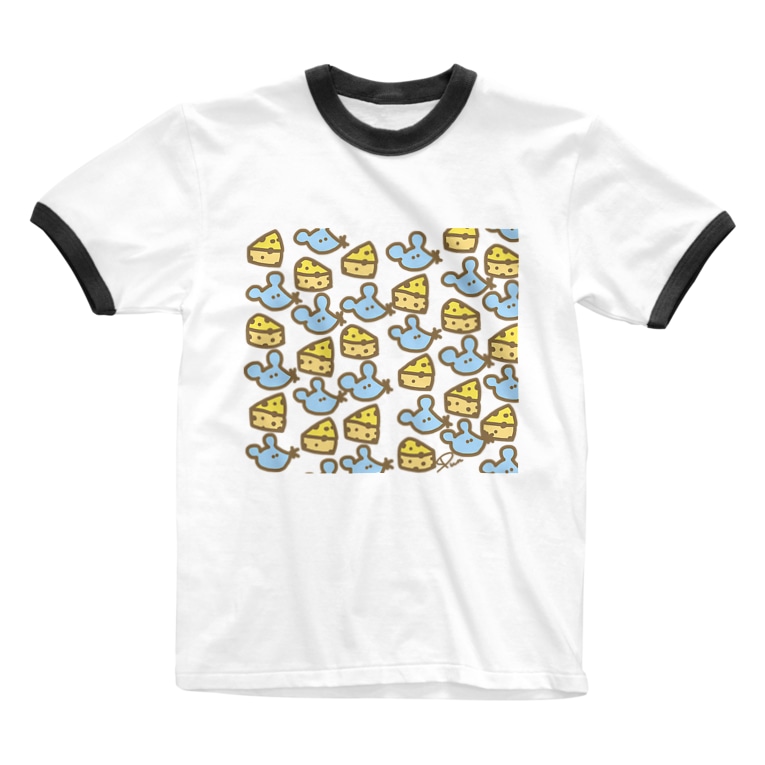 チーズ大好きかわいいネズミのちゅー太 Ringer T Shirts By ぷんちん Lineスタンプや絵文字販売中 0punpun8happy17 Suzuri