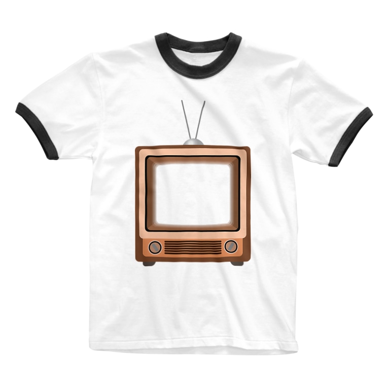 レトロな昭和の可愛い茶色テレビのイラスト 画面オン Ringer T Shirts By Illust Designs Lab Suzuri