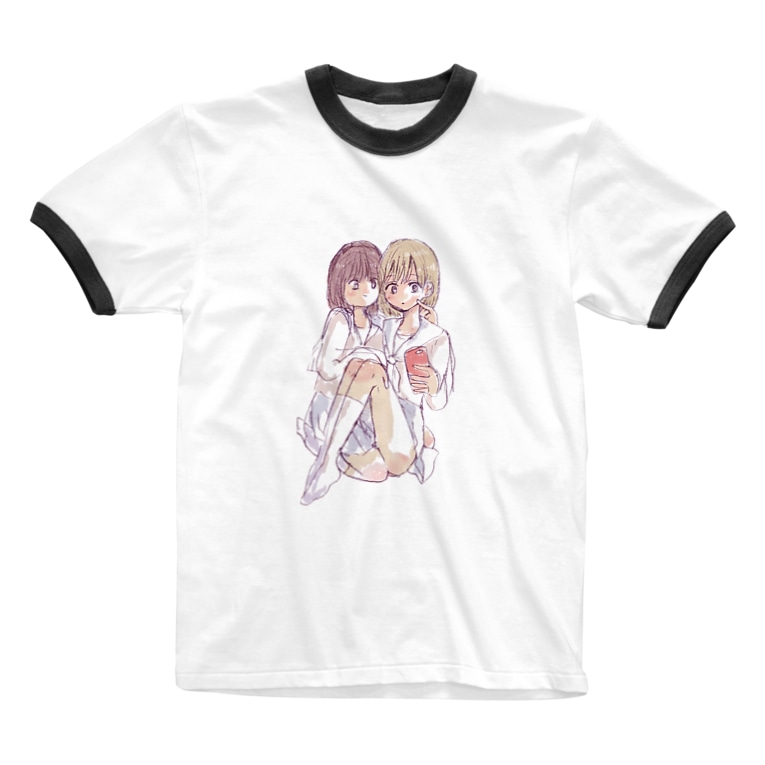 仲良しセルフィ の女の子 Urimushi 064のリンガーtシャツ通販 Suzuri スズリ 仲良しセルフィ の女の子 Urimushi 064のリンガーtシャツ通販 Suzuri スズリ