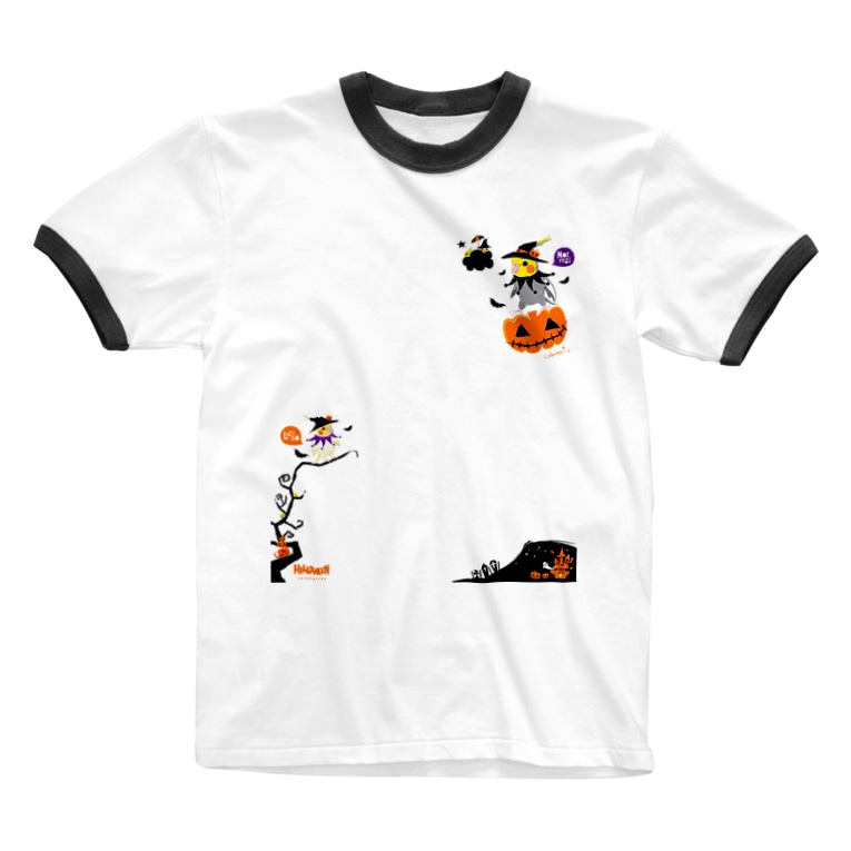 Flying Pumpkin オカメインコのハロウィン 大きめワンポイント系 Littleloro Littleloro のリンガーtシャツ通販 Suzuri スズリ