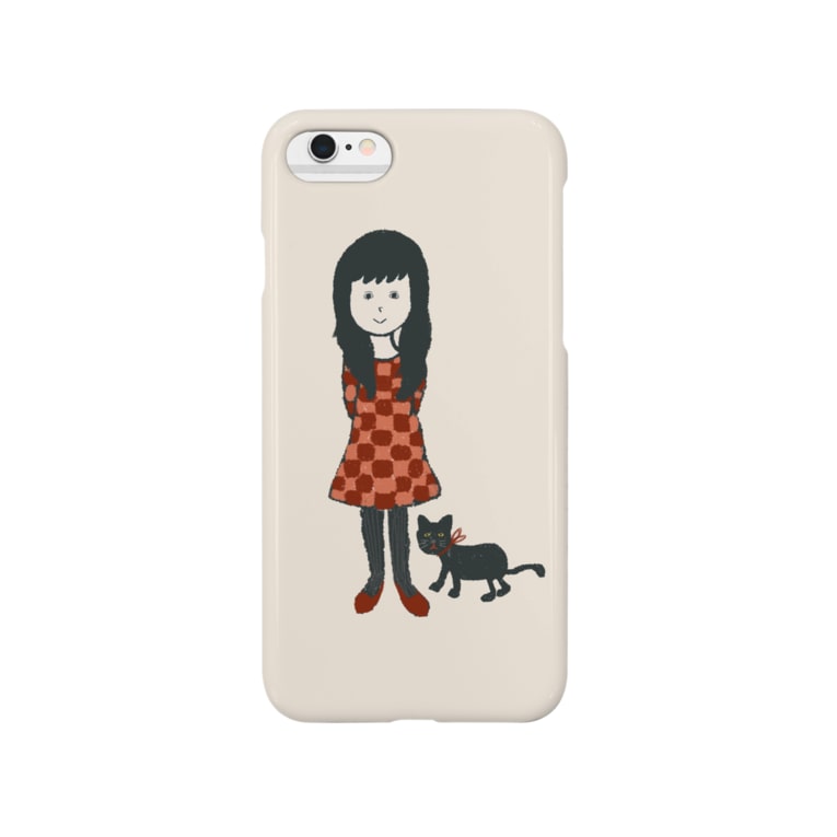 女の子と黒猫 背景ベージュバージョン キッチン くろねこ Kuroneko のスマホケース Iphoneケース 通販 Suzuri スズリ