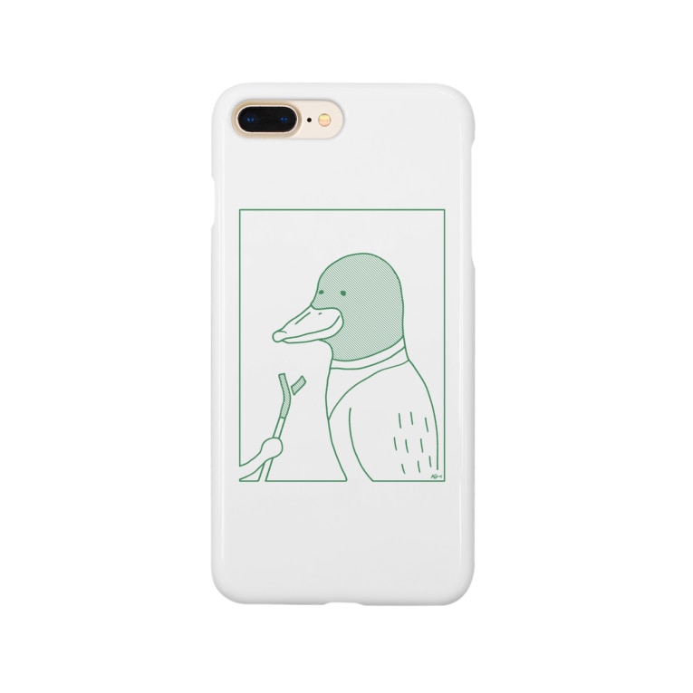 鴨にネギを渡す 鳥 動物イラスト 緑 Smartphone Cases Iphone By Aliviosta Suzuri