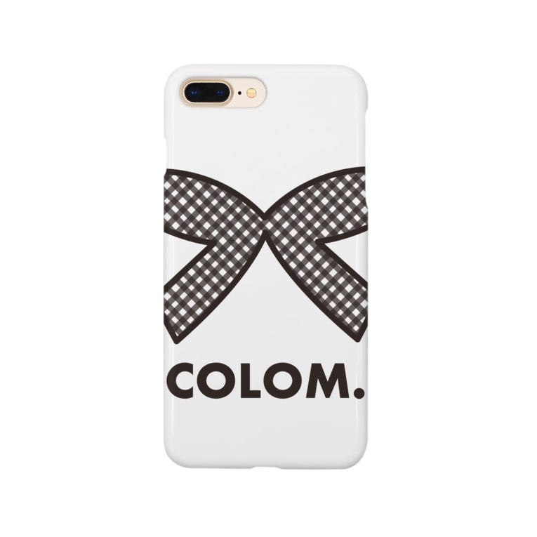 コロ Colom ロゴ チェック リボンデザイン 人気りぼんグッズ コロ Colom 犬いぬdogリボングッズ Pon Pon Dog のスマホケース Iphoneケース 通販 Suzuri スズリ