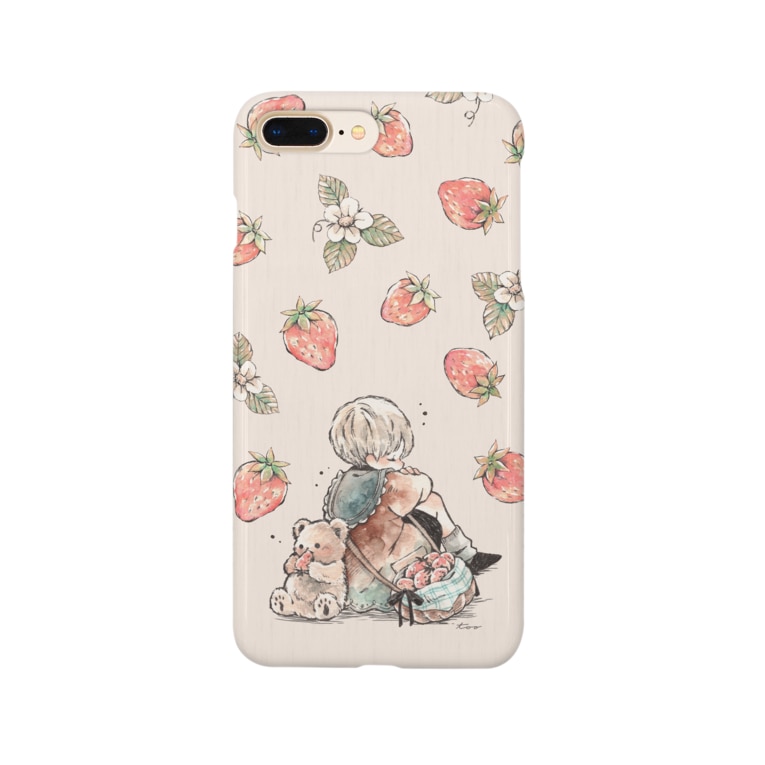 かわいい苺と男の子とテディベアのイラストスマホカバー Smartphone Cases Iphone By 遠北ほのかのお店 Honokatookita Suzuri