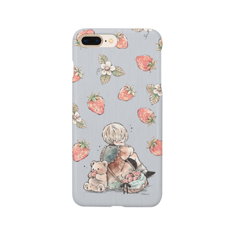 かわいい苺と男の子とテディベアのイラストスマホカバー Smartphone Cases Iphone By 遠北ほのかのお店 Honokatookita Suzuri