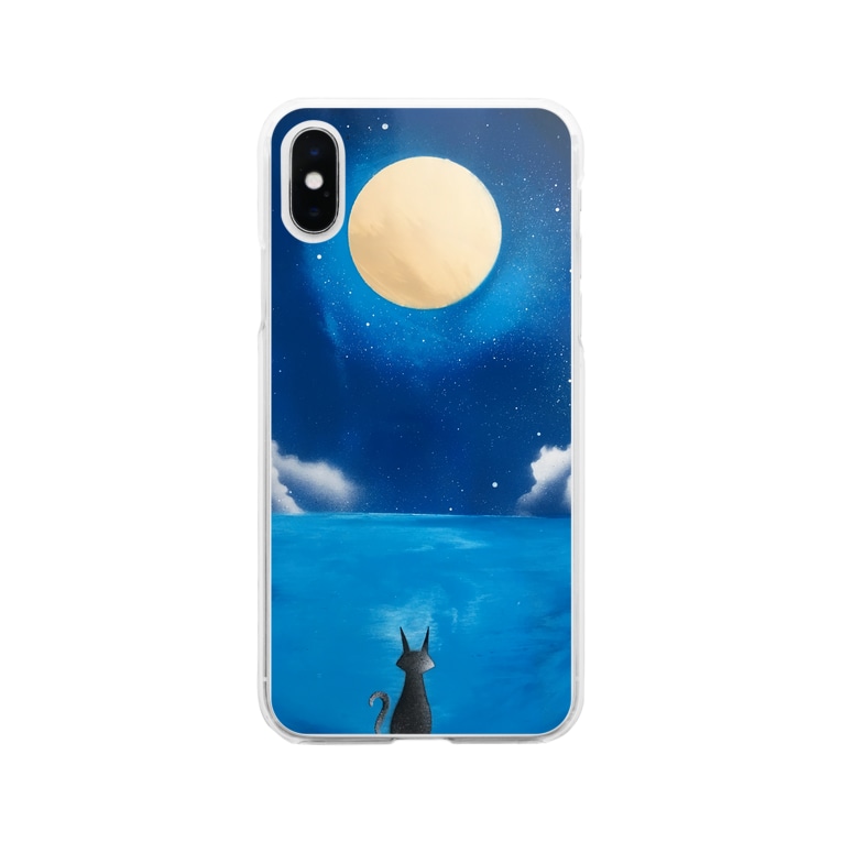 満月の下の猫 Aki Spray Paint アキ スプレーペイント Aki Spraypaint のソフトクリアスマホケース Iphoneケース 通販 Suzuri スズリ