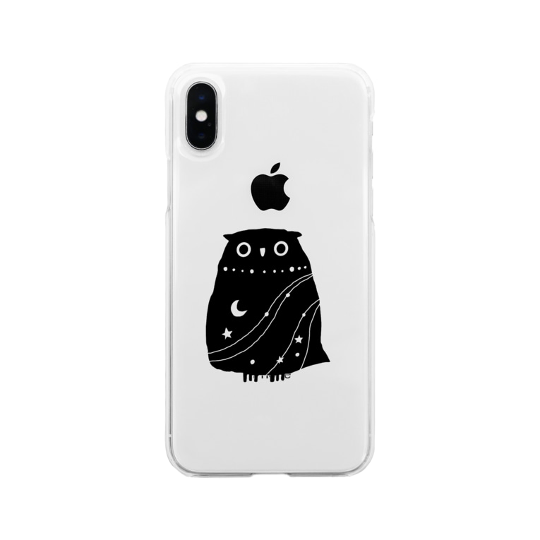 夜のフクロウ 絵描きの消しゴムはんこ屋 Miyablam のソフトクリアスマホケース Iphoneケース 通販 Suzuri スズリ