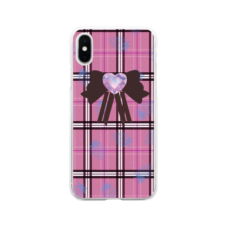 ピンクチェック柄 いちご リボン 地雷系 つつq Usagiuoxouchan のソフトクリアスマホケース Iphoneケース 通販 Suzuri スズリ
