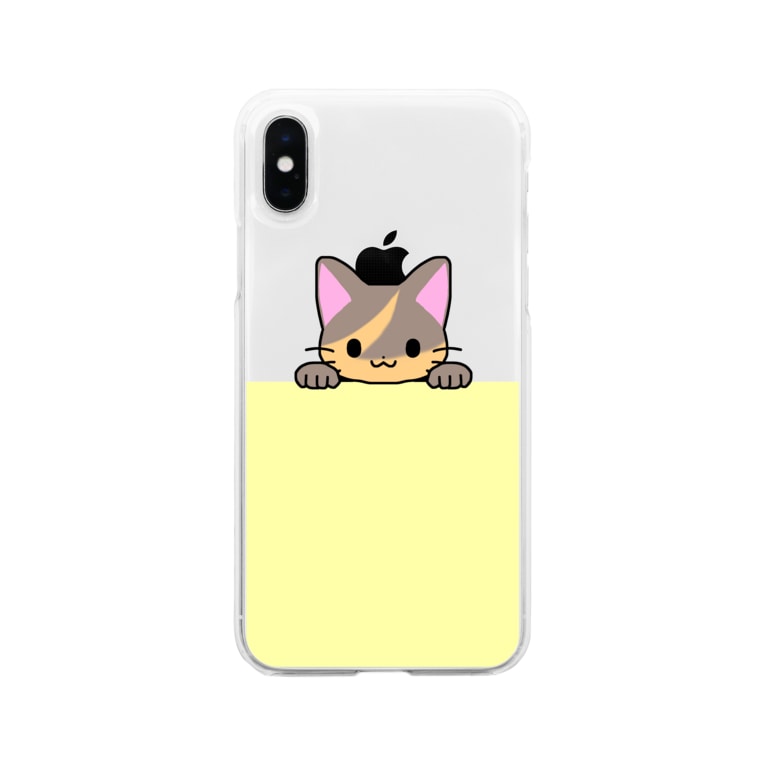 ひょっこりサビ猫 黄色 かわいいもののおみせ いそぎんちゃく Isoginchaku2go のソフトクリアスマホケース Iphoneケース 通販 Suzuri スズリ