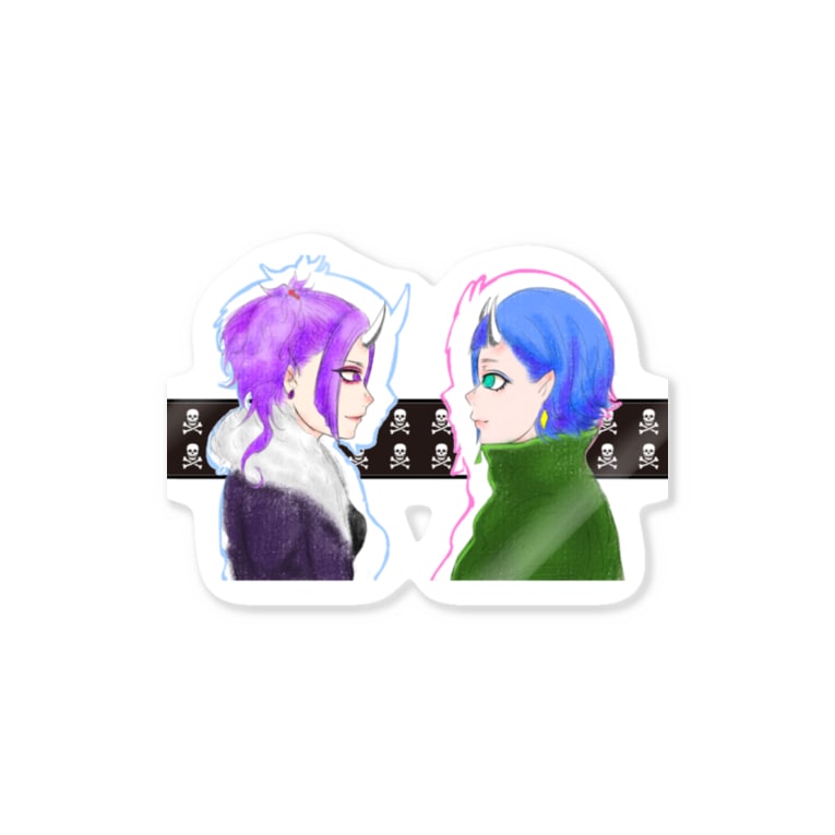 Q ｸｲｰﾝ テディ Amp ユリン 向かい合わせ Stickers By 常盤の量販店 Sasa Suzuri