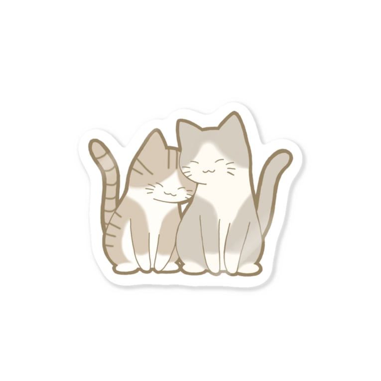 仲良し猫 キジ白 Amp 灰白ハチワレ Stickers By かわいいもののおみせ いそぎんちゃく Isoginchaku2go Suzuri