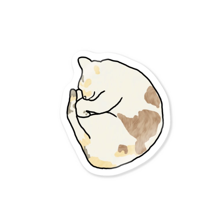 みっくす猫ちゃん アンモニャイト寝姿 みゅうこま ペットのイラスト描きます Myuchankomachan のステッカー通販 Suzuri スズリ
