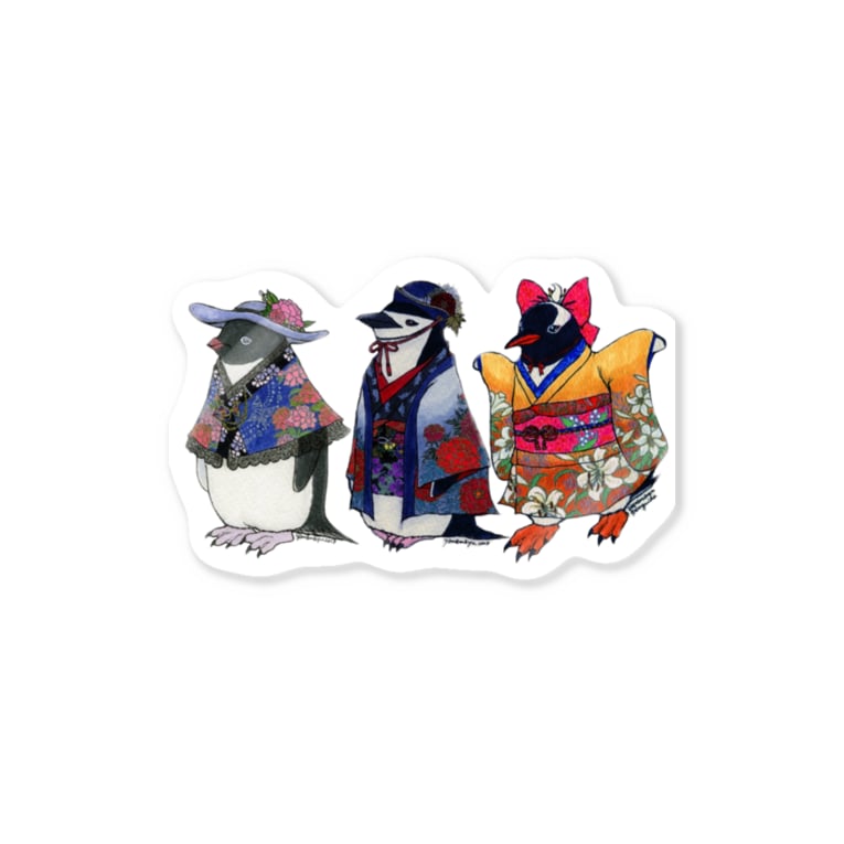 立てば芍薬 座れば牡丹 歩く姿は百合の花 Pygoscelis Kimono Penguins ヤママユ ヤママユ ペンギイナ Yamamayu Mayu のステッカー通販 Suzuri スズリ
