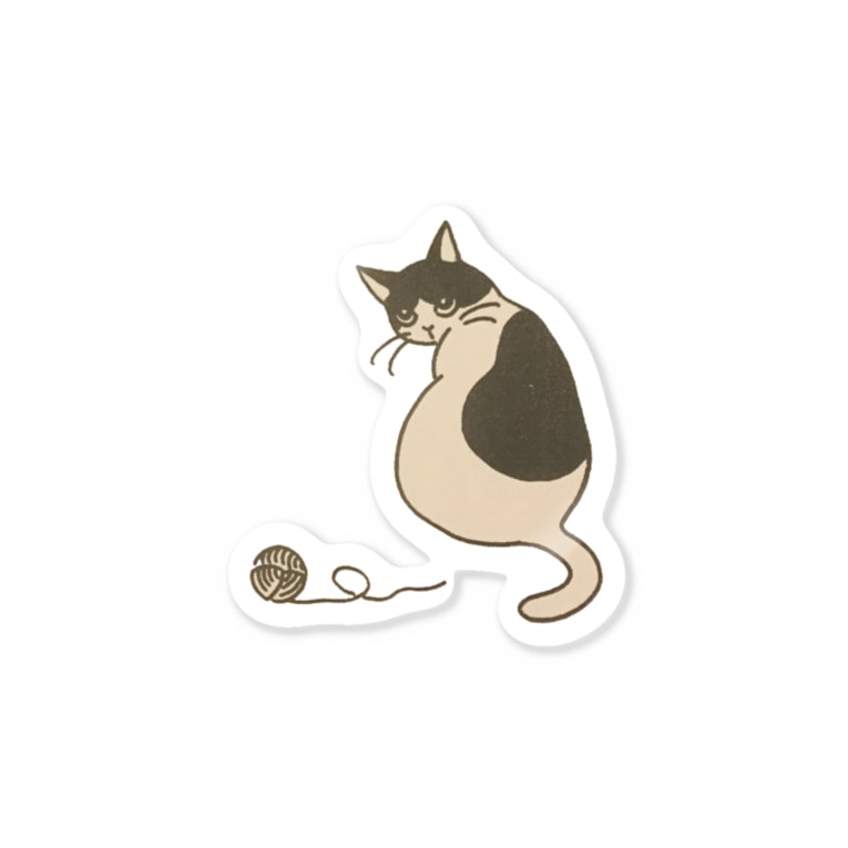 はちわれぶち猫 毛糸玉 Stickers By とげとげはっぱ Togetogehappa Suzuri