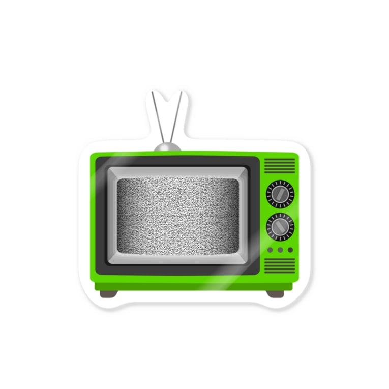 レトロでリアルな可愛い緑色のテレビのイラスト 砂嵐ノイズの画面 Illust Designs Labのステッカー通販 Suzuri スズリ