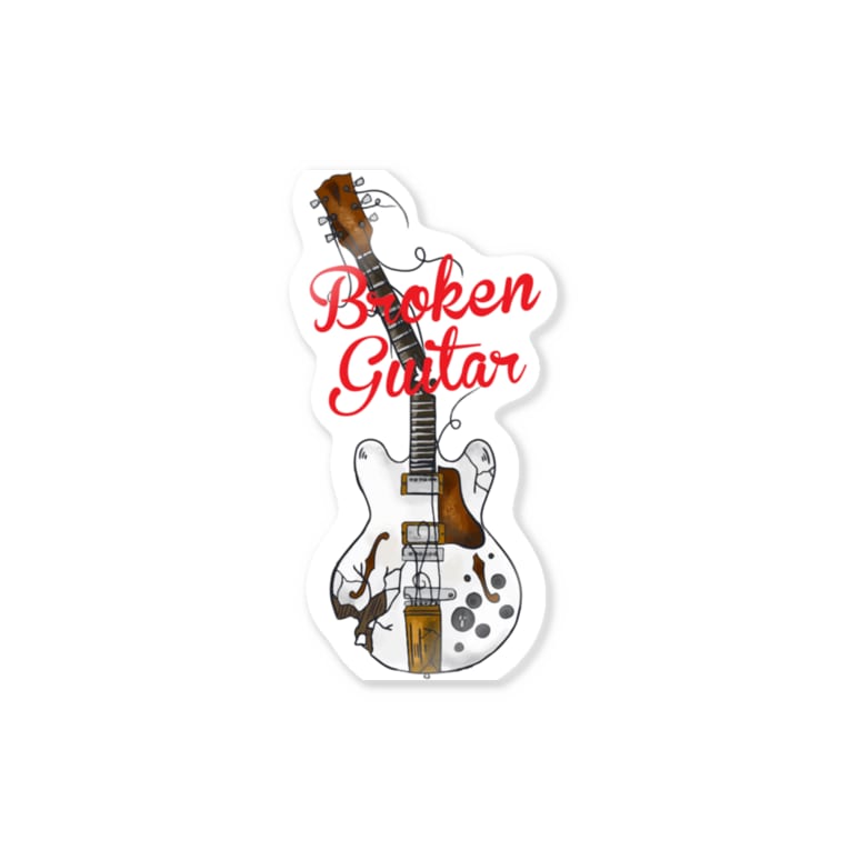 壊れたレスポールギター Broken Guitar Stickers By Dripped Dripped Suzuri