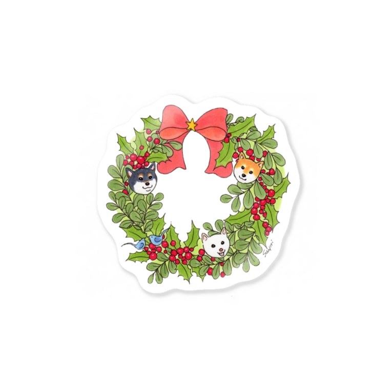 柴ーズ クリスマスリース Atelier Queueのステッカー通販 Suzuri スズリ 柴ーズ クリスマスリース Atelier Queueのステッカー通販 Suzuri スズリ