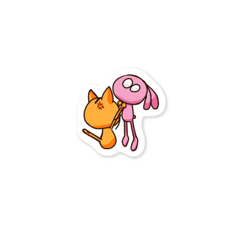 うるさいうさぎと怒りん坊なねこ 怖がり ティーン Zako0 のステッカー通販 Suzuri スズリ うるさいうさぎと怒りん坊なねこ 怖がり ティーン Zako0 のステッカー通販 Suzuri スズリ