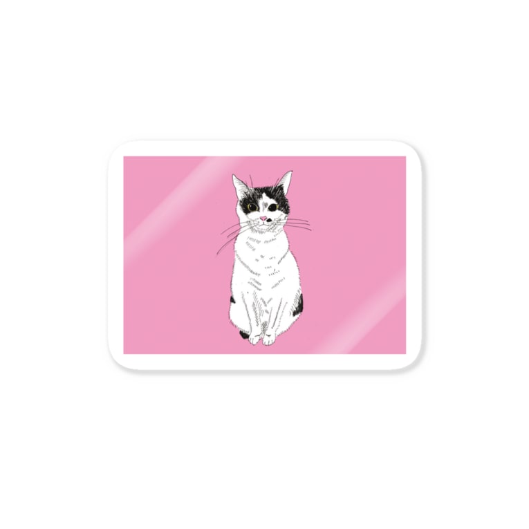 みーこおすわりイラスト 猫 白黒猫 保護猫 イラスト はにゃ cat のステッカー通販 Suzuri スズリ