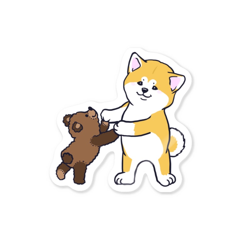 秋田犬とぬいぐるみクマさん 春風工房 Harukaze Koubou のステッカー通販 Suzuri スズリ 秋田犬とぬいぐるみクマさん 春風工房 Harukaze Koubou のステッカー通販 Suzuri スズリ