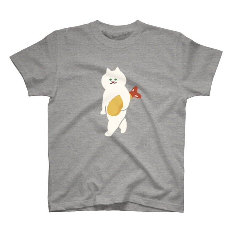 エビフライをさわやかに持ち運ぶ猫 大 Suiminグッズのお店 Suimin Goods のtシャツ通販 Suzuri スズリ