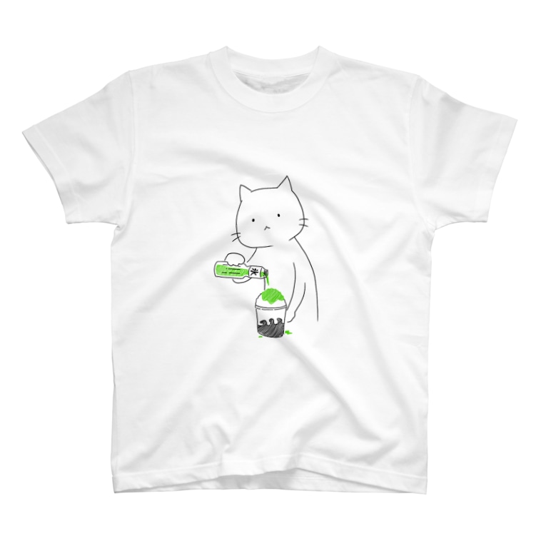 かき氷にシロップをかける猫 メロン にそはち Nisohachi28 のtシャツ通販 Suzuri スズリ