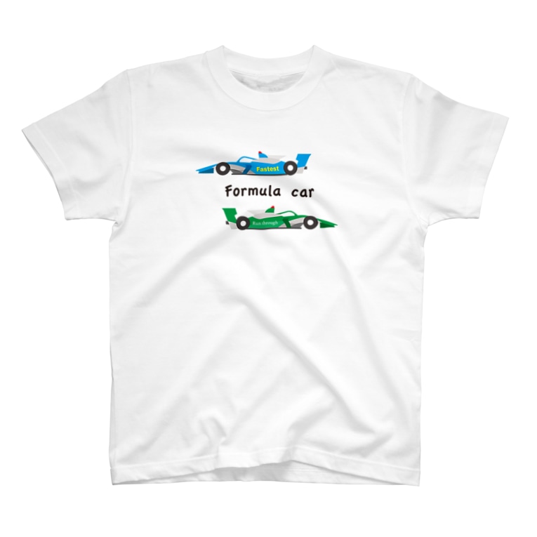 フォーミュラーカーのイラスト 文字黒 Tシャツ