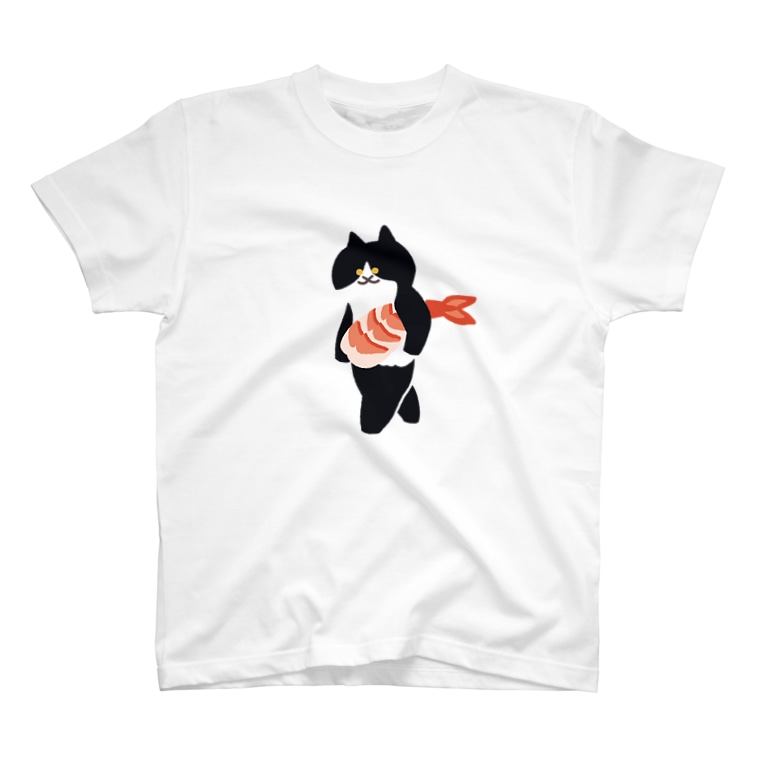 大 海老の握り寿司を機嫌よく持ち運ぶ猫 Suiminグッズのお店 Suimin Goods のtシャツ通販 Suzuri スズリ 大 海老の握り寿司を機嫌よく持ち運ぶ猫 Suiminグッズのお店 Suimin Goods のtシャツ通販 Suzuri スズリ