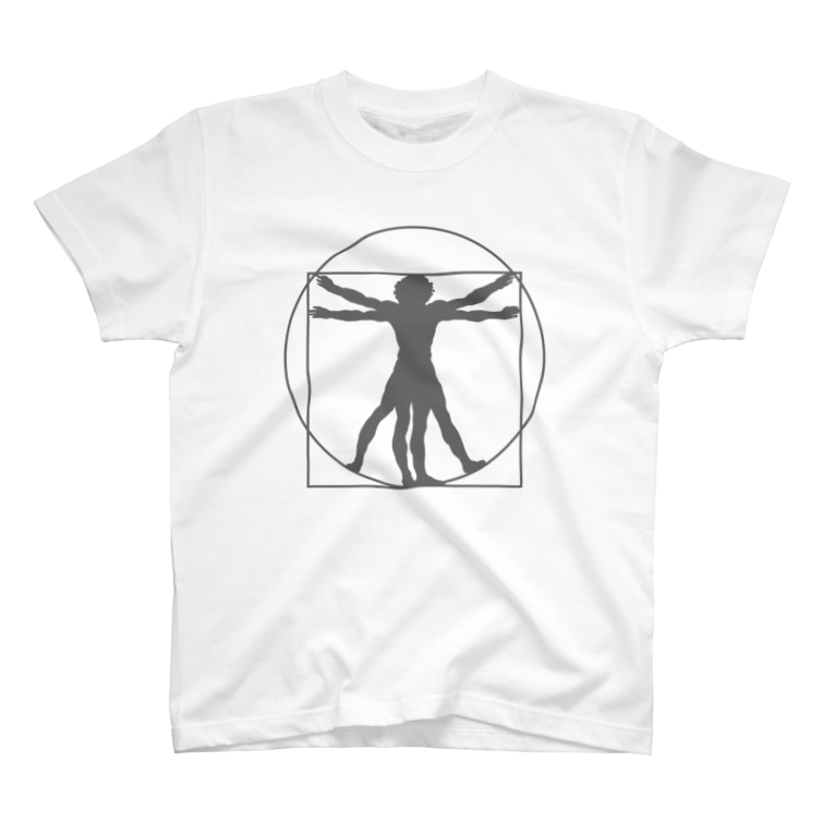 ダ ヴィンチ ウィトルウィウス的人体図 グレー T Shirts By Puikko Suzuri ダ ヴィンチ ウィトルウィウス的人体図 グレー T Shirts By Puikko Suzuri